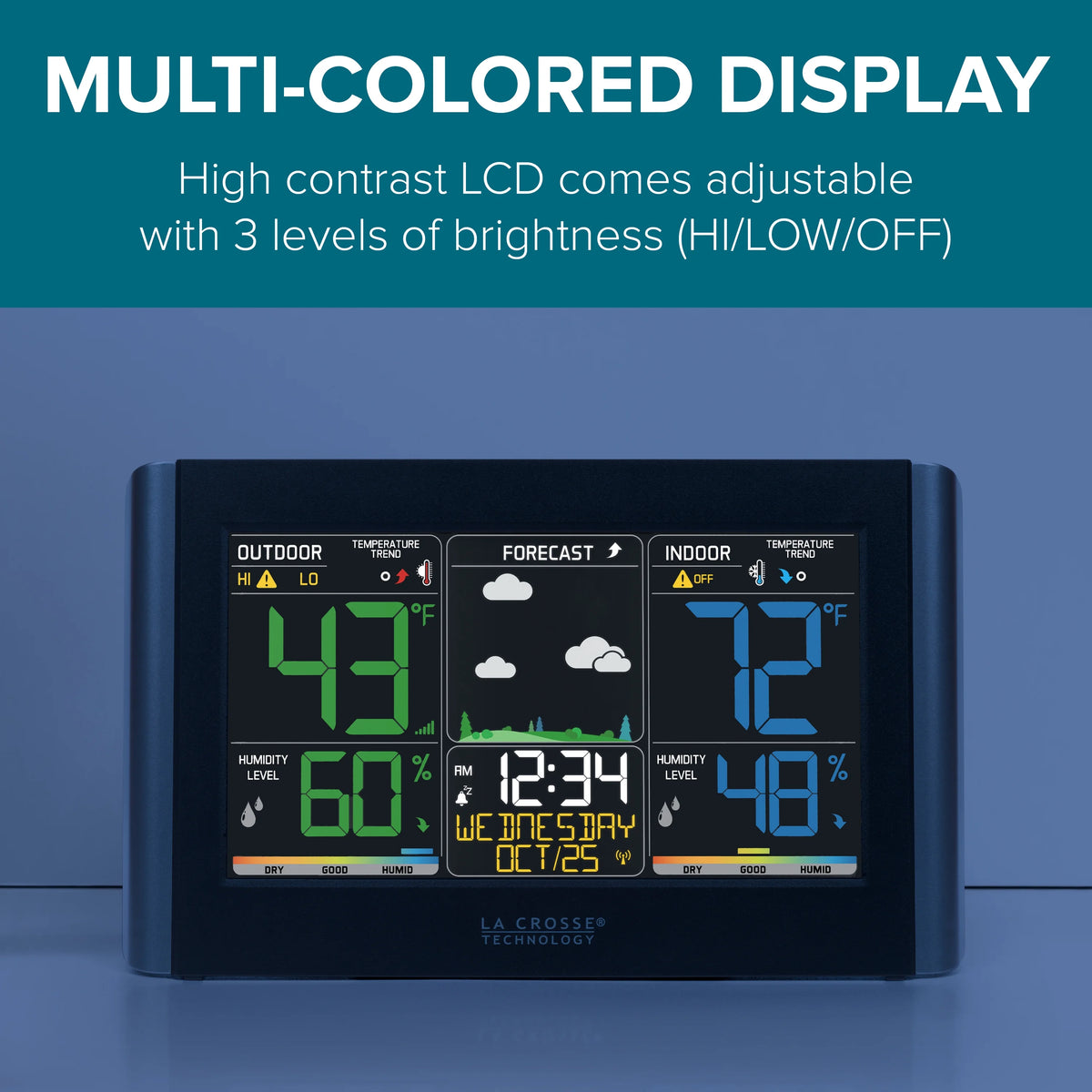 La Crosse Technology Wireless Digital Color Weather Station with Alerts, Black, C85845-INT