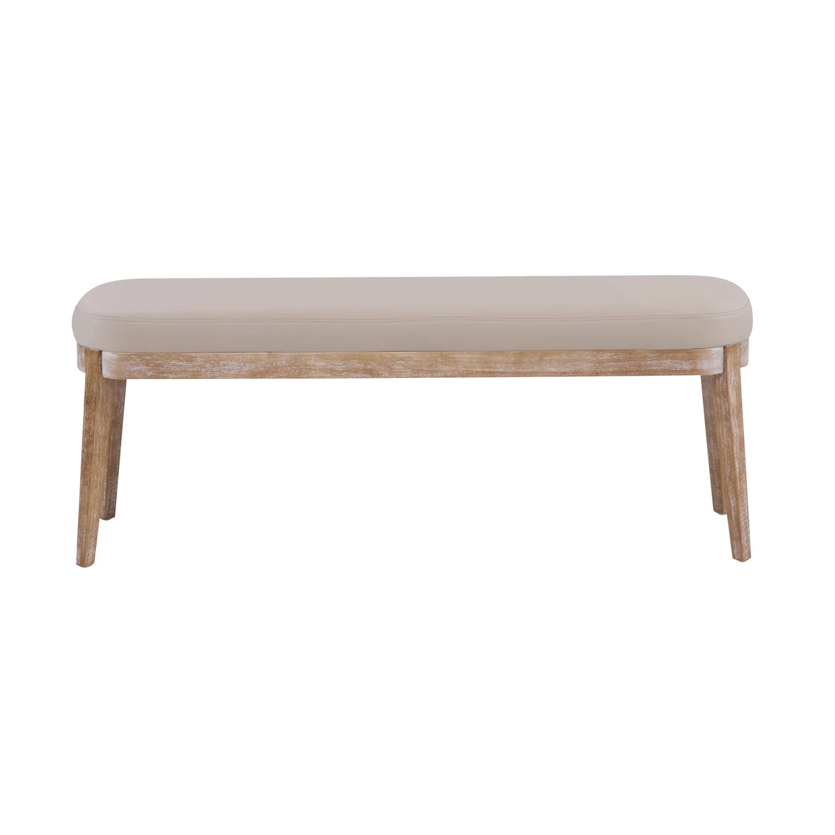 Eleanor Mid-century Upholstered Dining Bench, Entryway Bench with Solid Wood Frame, Beige