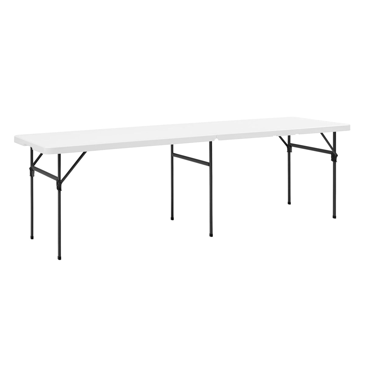 Mainstays 8 Foot Fold-in-Half Plastic Table, Indoor Outdoor, White Granite