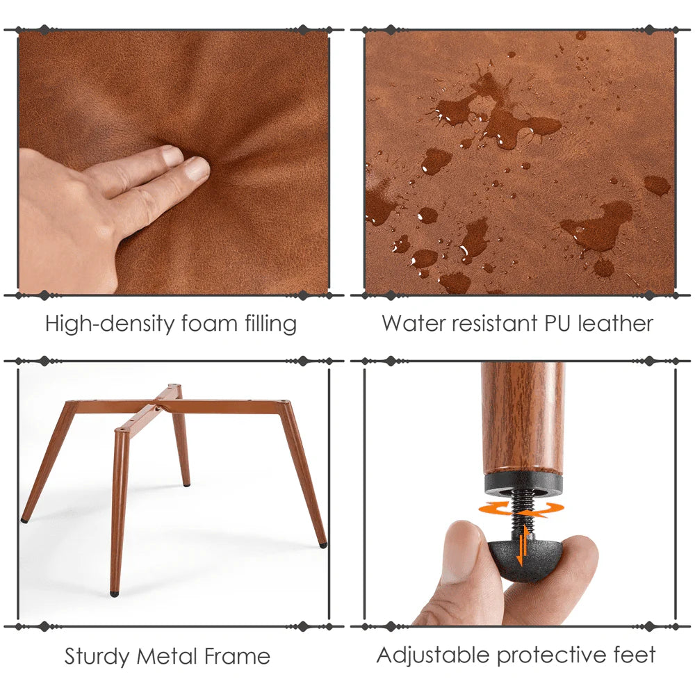 Topeakmart Faux Leather Wingback Accent Chair for Living Room, Brown