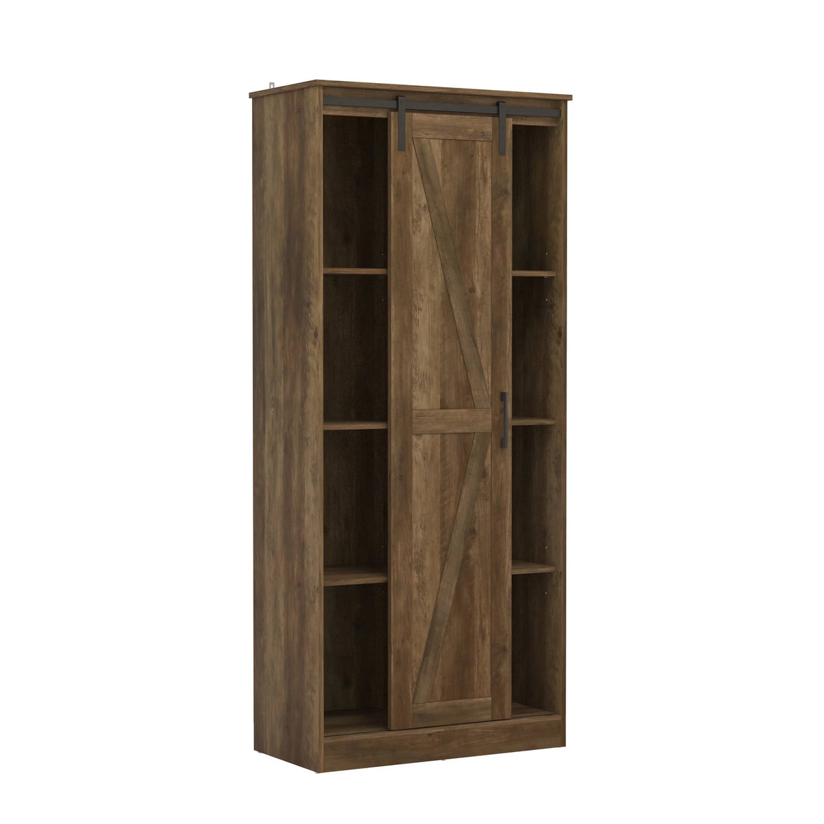 Woven Paths Shelton Wood Kitchen Pantry with 1 Sliding Barn Door, Knotty Oak