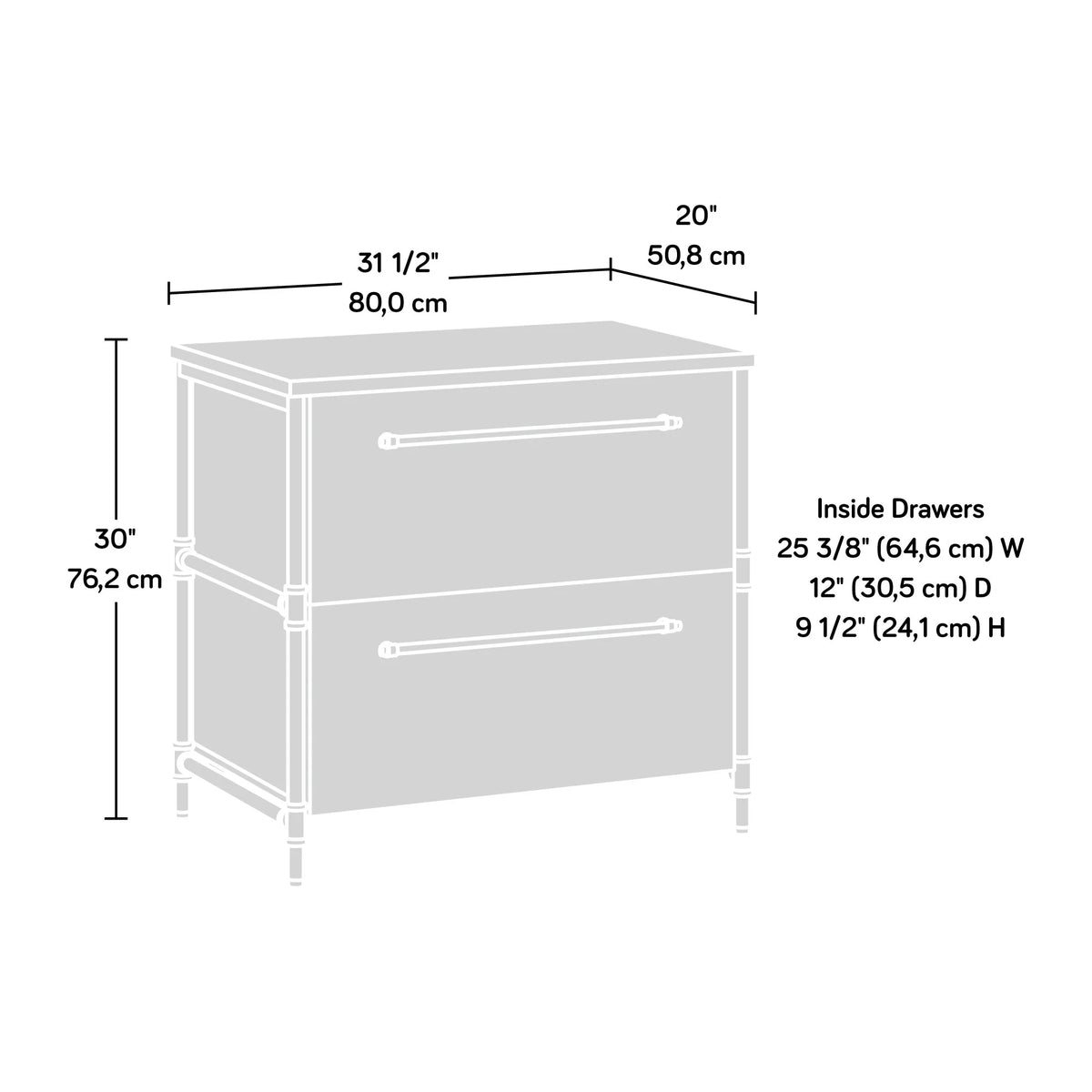 Sauder Iron City Industrial 2 Drawer Lateral File Cabinet, Checked Oak Finish