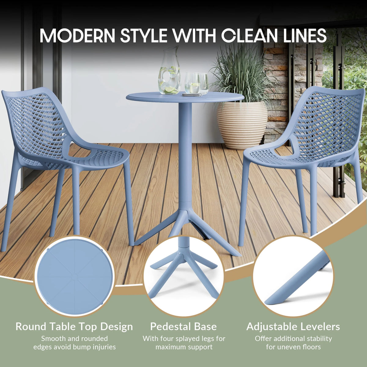 WestinTrends Playa 3-Piece Outdoor Resin Patio Bistro Set with Stackable Patio Dining Chairs, Black