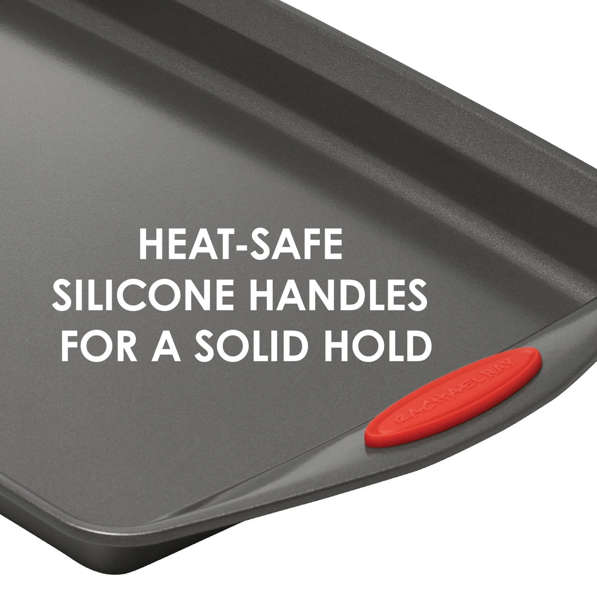 Rachael Ray Yumo Nonstick Oven Lovin Bakeware Set, Gray with Red Handles. 5 Piece Set