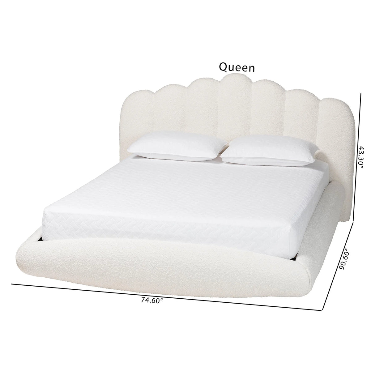 Baxton Studio Grenier Modern Floating Bed, King, Cream