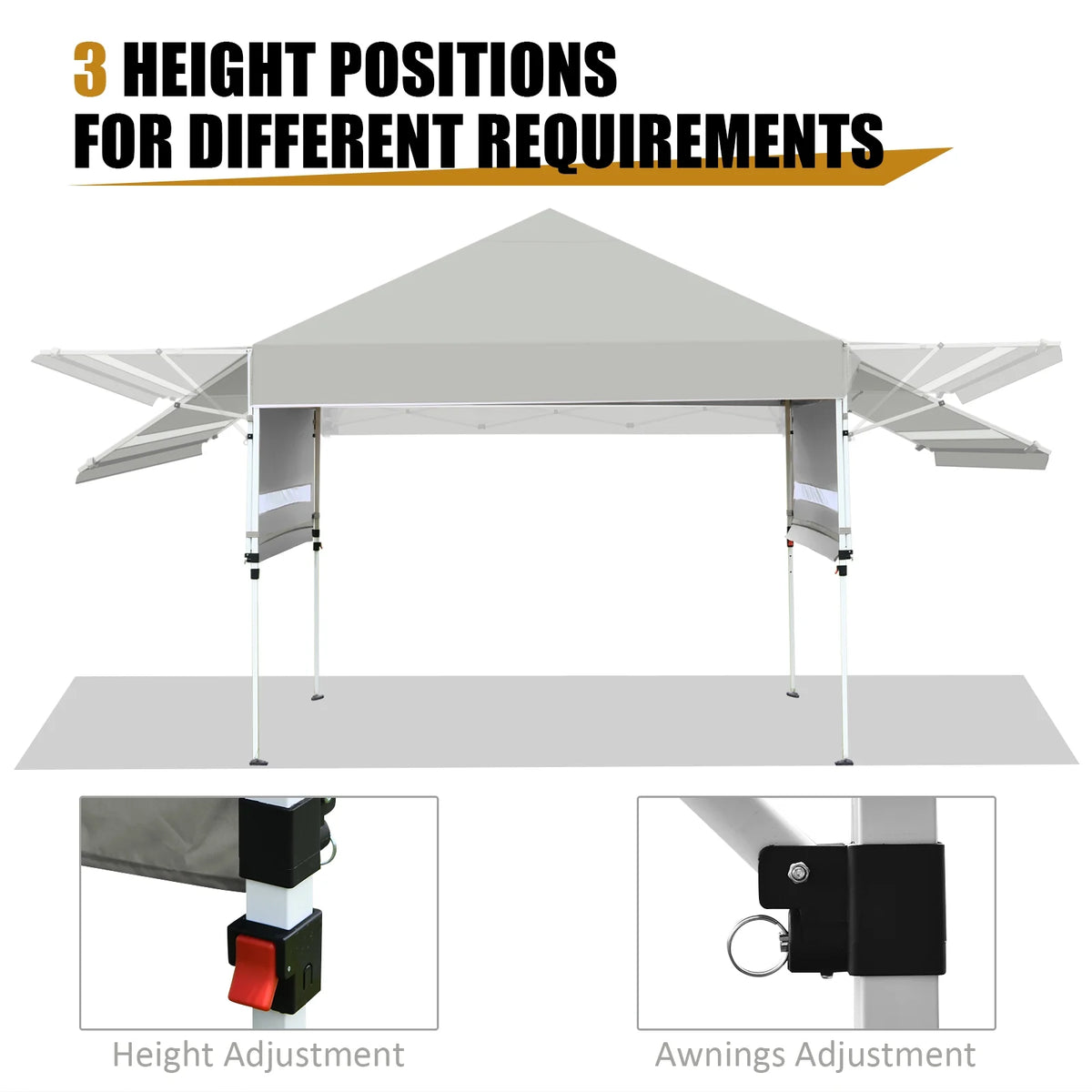 Patiojoy 10x17ft Pop up Canopy  3 Height Adjustment Folding Tent with Roller Bag White