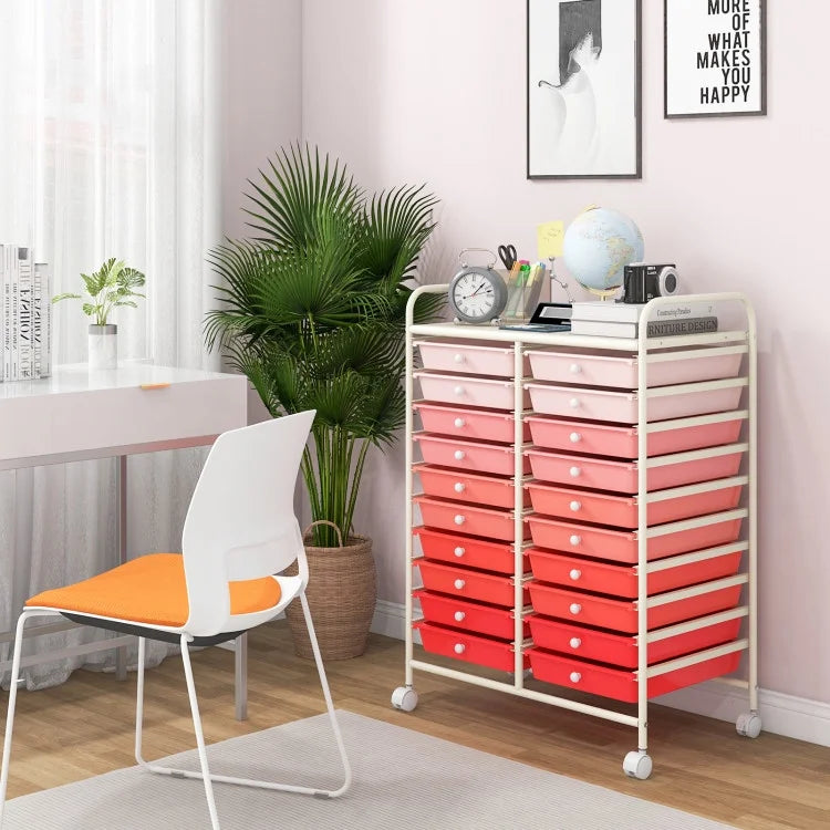 20 Drawers Rolling Storage Cart Studio Organizer