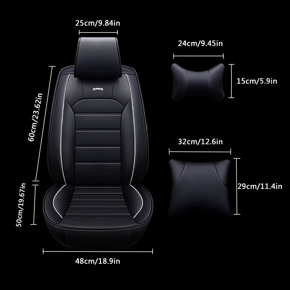 OTOEZ Leather Car Seat Cover Universal 5 Seats Full Set Front Rear Seat Protector