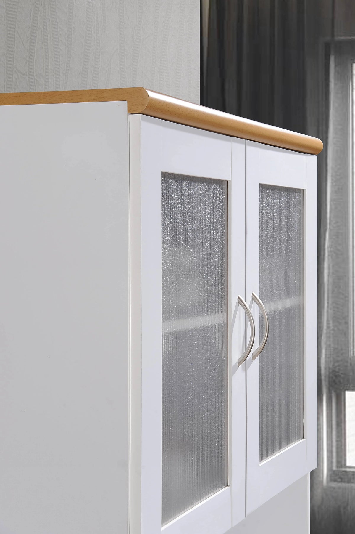 Hodedah Tall Free Standing Kitchen Cabinet, White