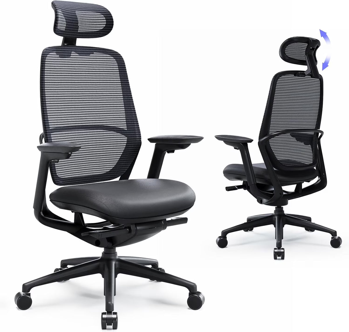 Ergonomic Office Chair, High Back Mesh Desk Chair with Adjustable Lumbar Support, Reclining Backrest, 4D Armrests, Breathable Mesh, Comfortable Computer Chair for Home Office, Work,Study