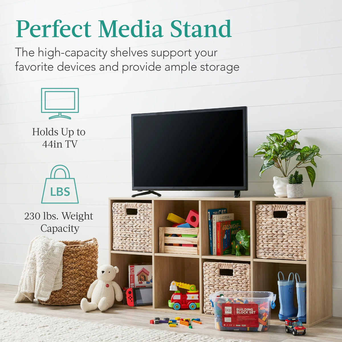 Best Choice Products 8-Cube Bookshelf, 11in Display Storage System, Organizer w/ Removable Back Panels - Black