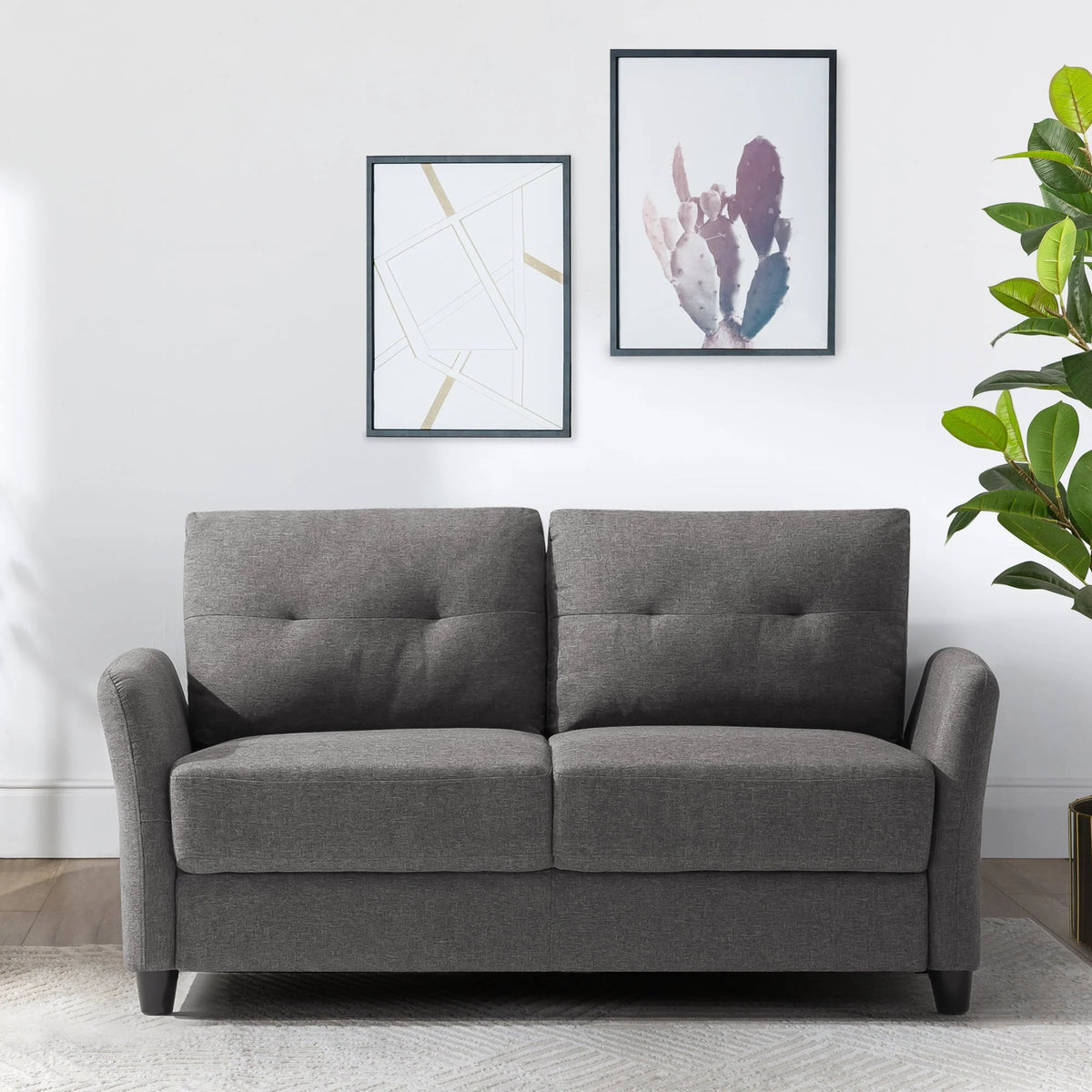 Zinus Ricardo 2-Seater Loveseat, Dark Grey