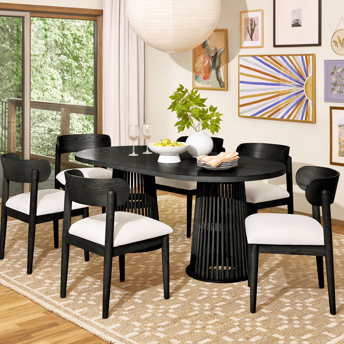 Beautiful by Drew Oval Dining Table, Rich Black