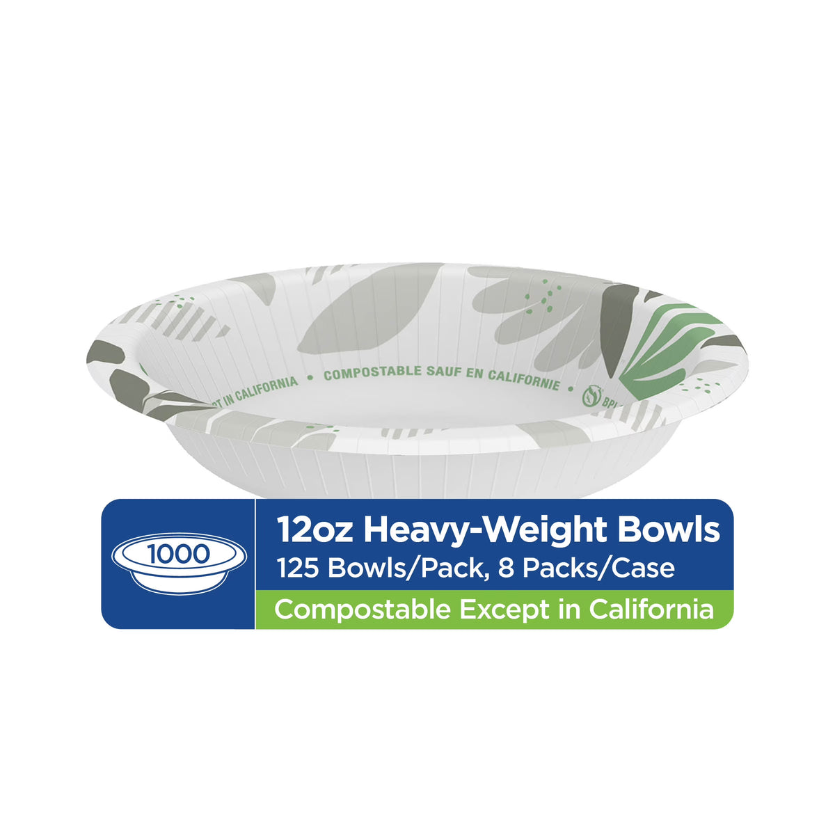 Dixie Ultra? 12 ounce Heavy-Weight Paper Bowls By GP PRO (Georgia-Pacific), Pathways?, SX12PATH (Case), 1000 Count (125 Bowls Per Pack, 8 Packs Per Case)
