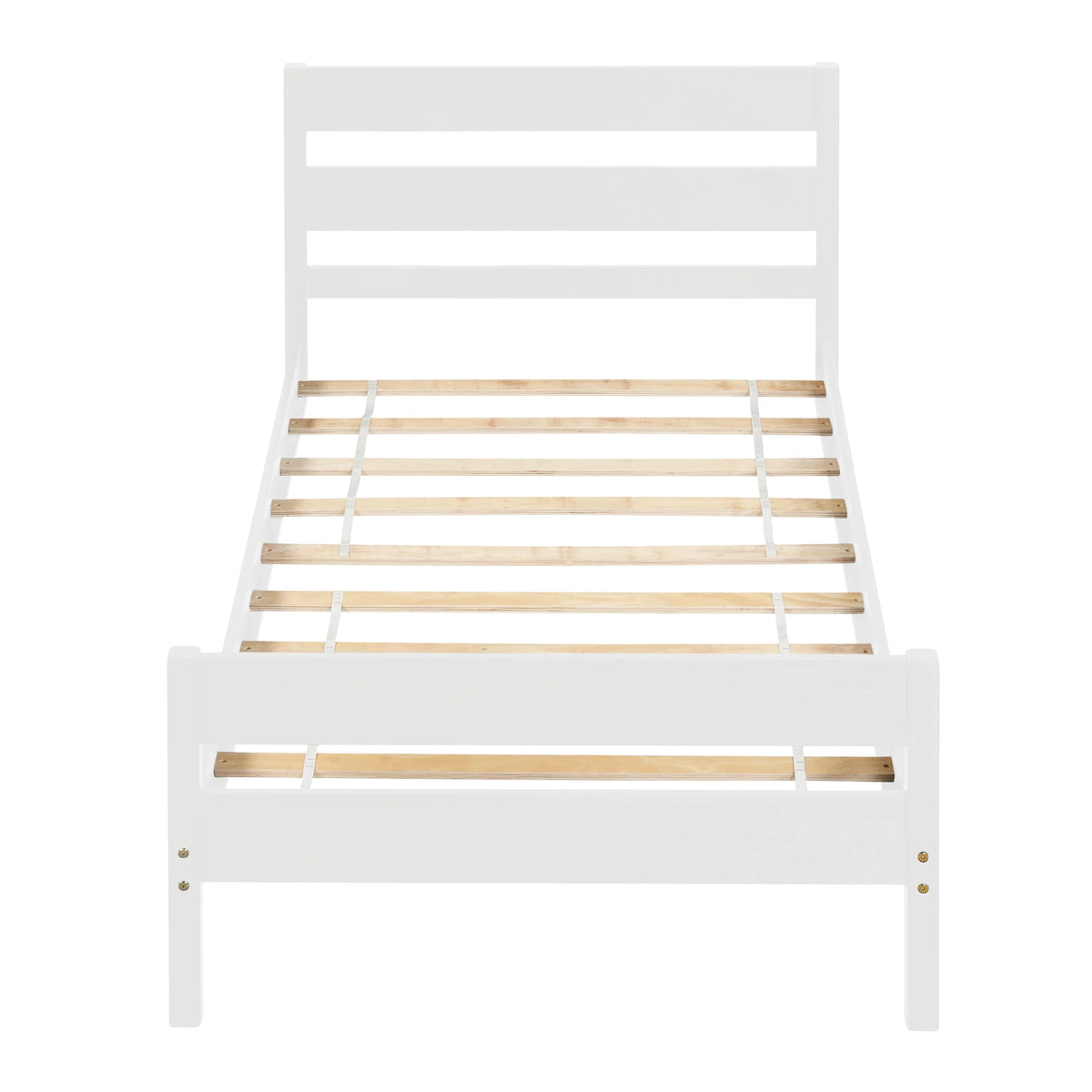BTMWAY Wood Twin Bed Frame for Kids Adults, Solid Wood Platform Bed Frame with Headboard and Footboard, Modern Twin Size Bed Frame with Wooden Slats Support, No Box Spring Needed, White