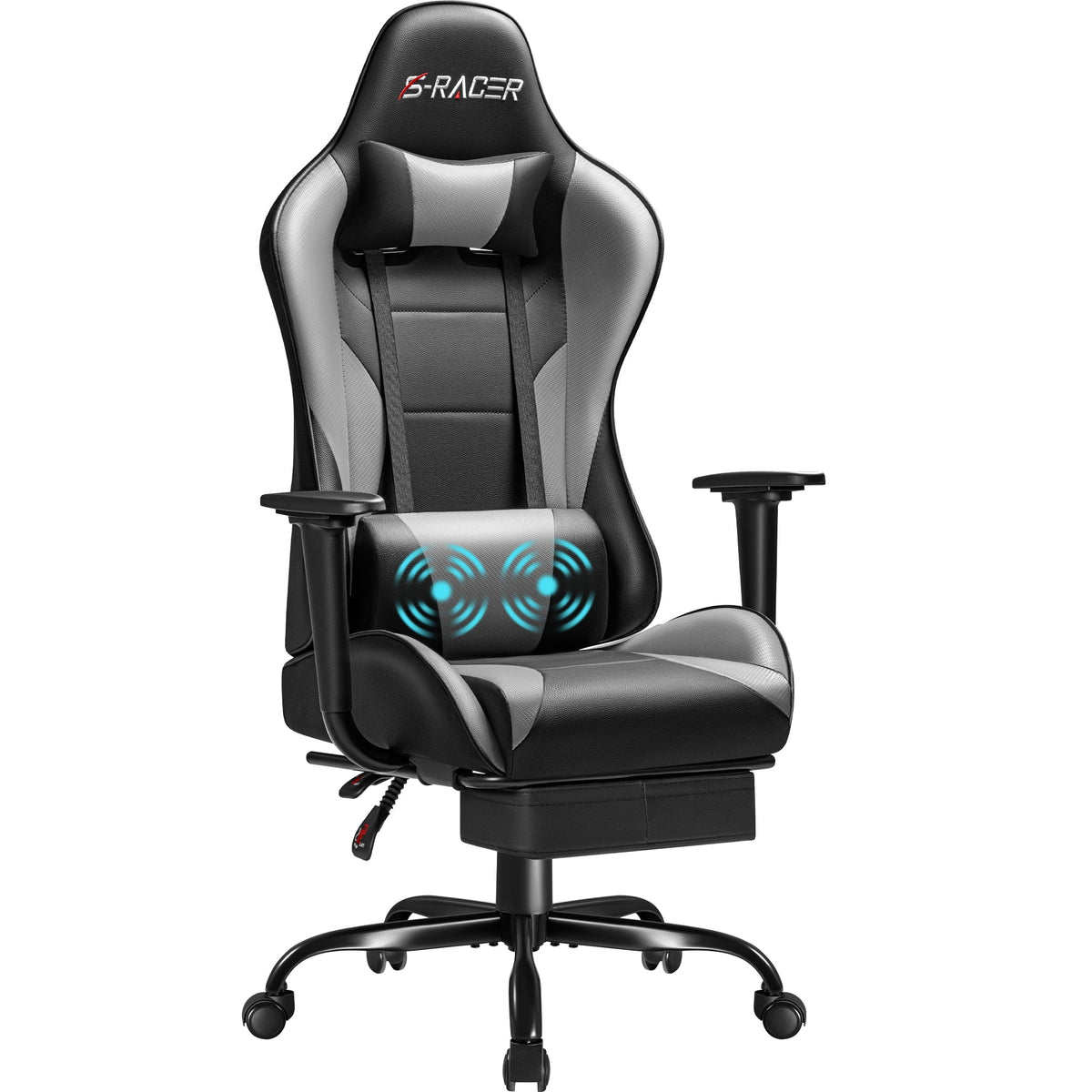Homall Massage Gaming Chair Office Chair High Back PU Leather Chair with Footrest, Black