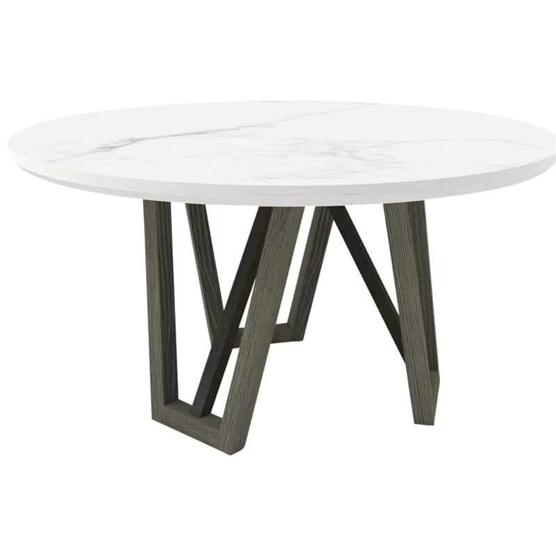 Pemberly Row Modern Dining 54" Round Wood Table in Gray Finish