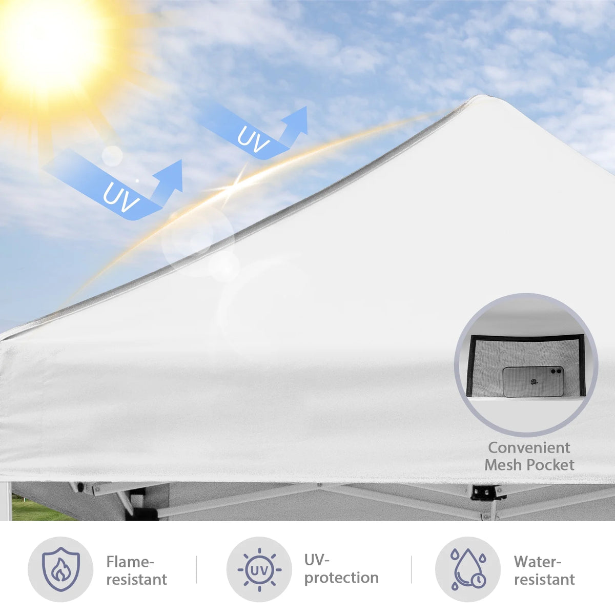 INTER HUT 5x5 Outdoor Pop up Canopy Gazebo, Instant Easy Set up Outdoor Canopy Commercial Fair Shelter, Beige