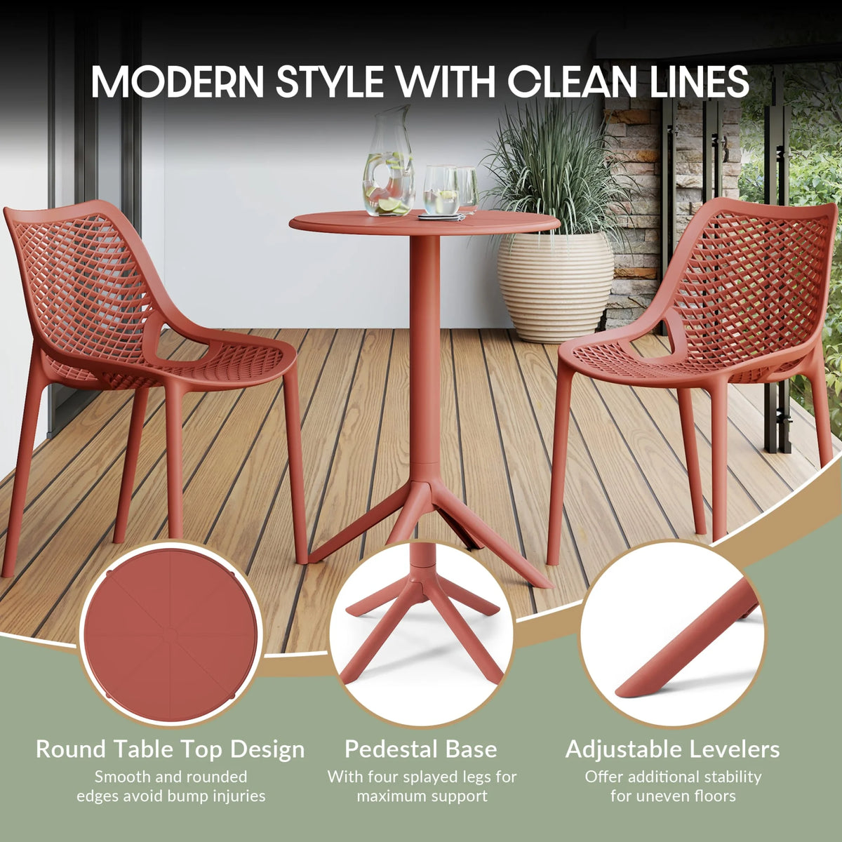 WestinTrends Playa 3-Piece Outdoor Resin Patio Bistro Set with Stackable Patio Dining Chairs, Black