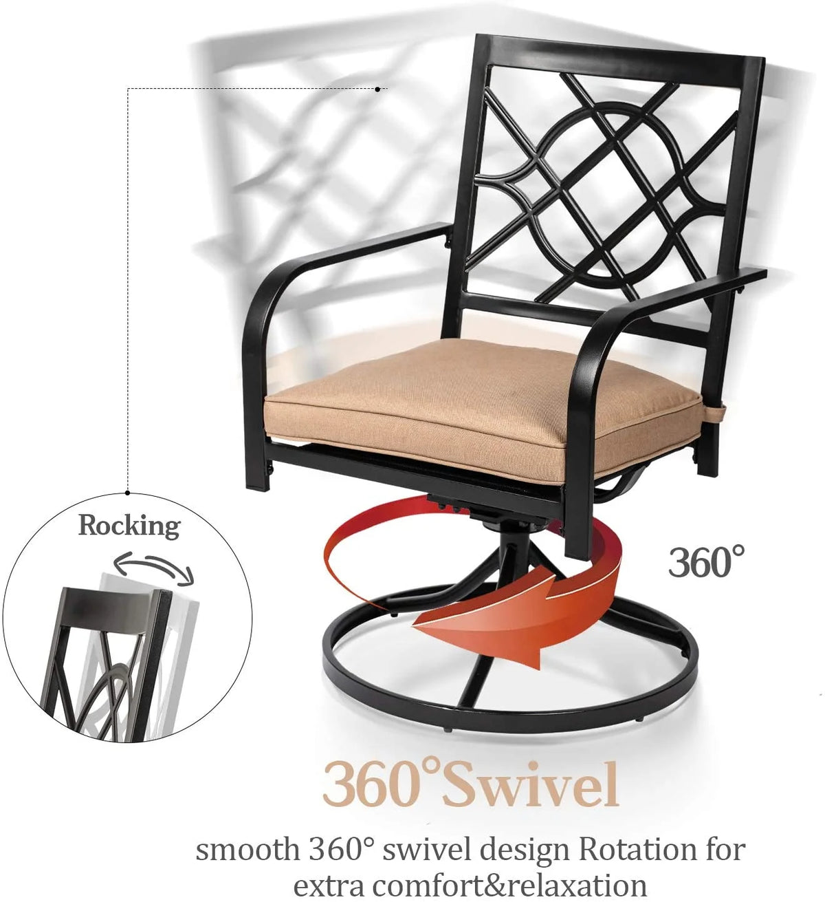 SUNCROWN 5-Piece Outdoor Wrought Iron Chairs and Table Patio Dining Furniture Set - 4 Stackable Metal Chairs, 1 Steel Slat Bistro Table and 1 Sky Blue 9Ft Patio Umbrella for Garden Backyard Deck