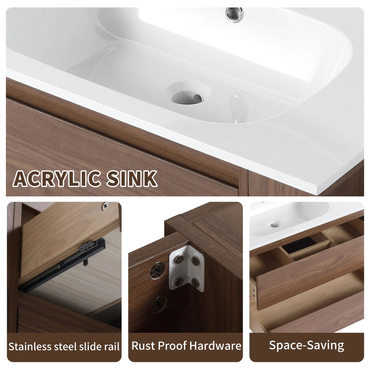 30" Bathroom Vanity with Sink Set, Wall Mounted Floating Bathroom Vanities with Adjustable Shelf and Storage Drawers Vanity and Sink Combo, Bathroom Storage Combo Cabinet for Small Space, White