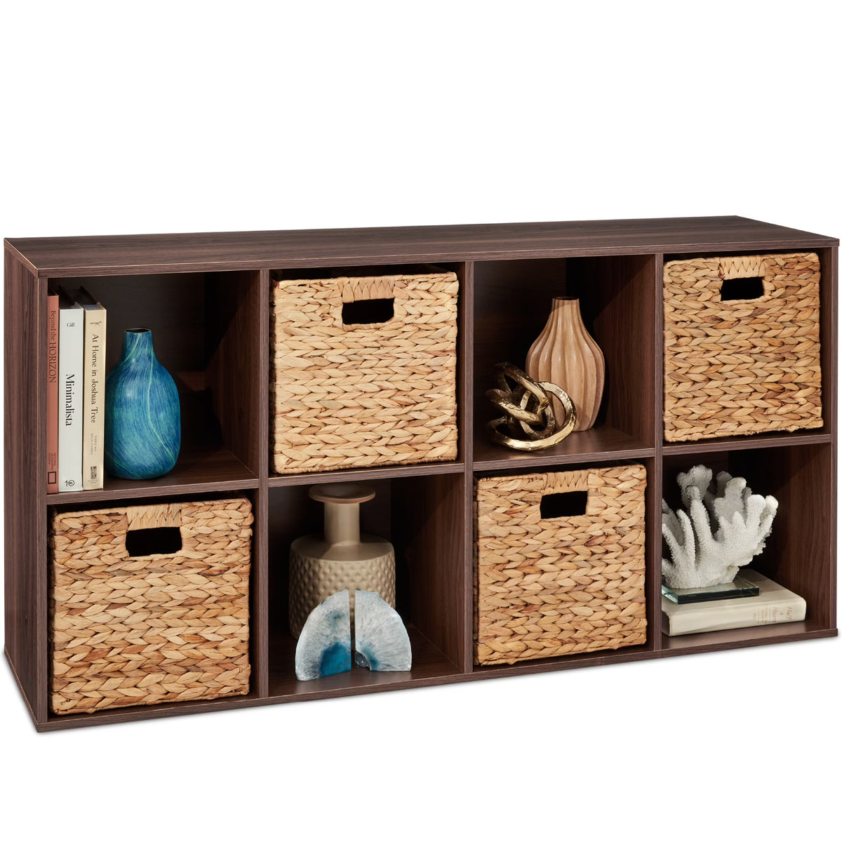 Best Choice Products 8-Cube Bookshelf, 11in Display Storage System, Organizer w/ Removable Back Panels - Black