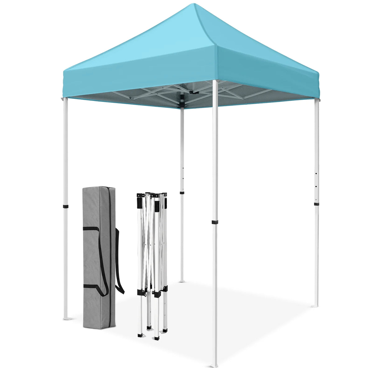 INTER HUT 5x5 Outdoor Pop up Canopy Gazebo, Instant Easy Set up Outdoor Canopy Commercial Fair Shelter, Beige