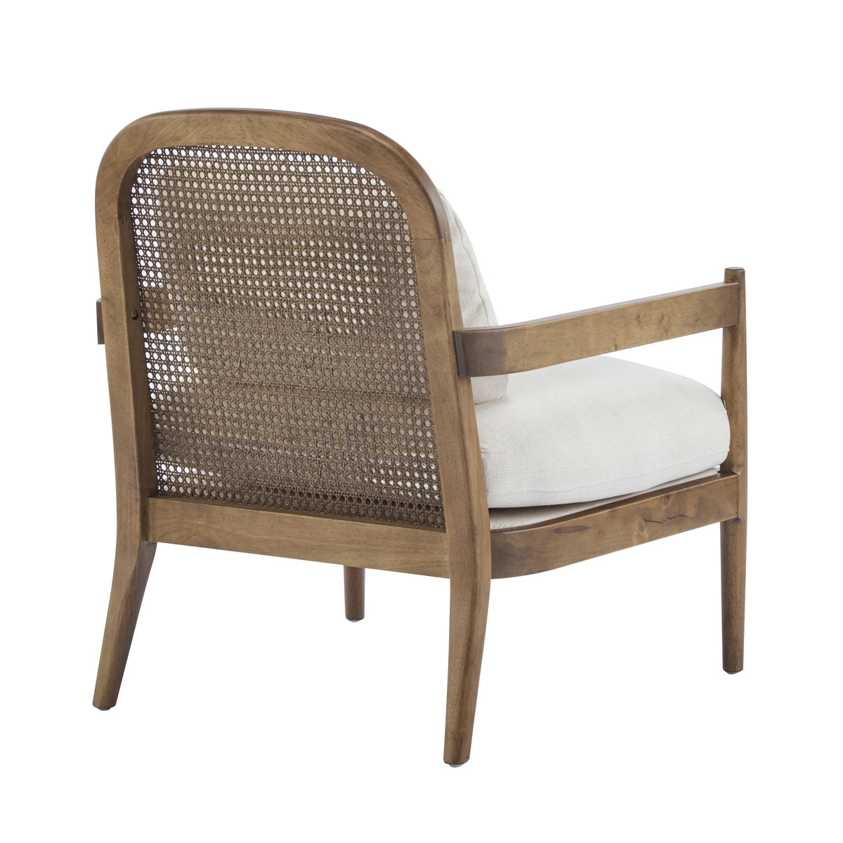Christopher Knight Home [Set of 2] Mid-Century Modern Accent Chairs with Light Brown Solid Wood Frame, Rattan Backrest with Cushion �C Comfortable Armchairs Light Brown