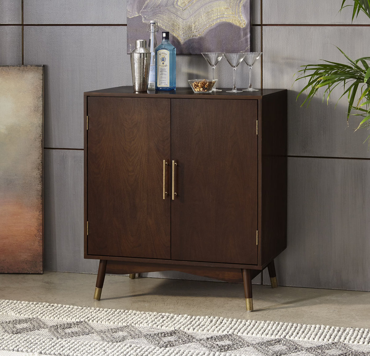 Lifestorey  Killian Bar Cabinet Walnut