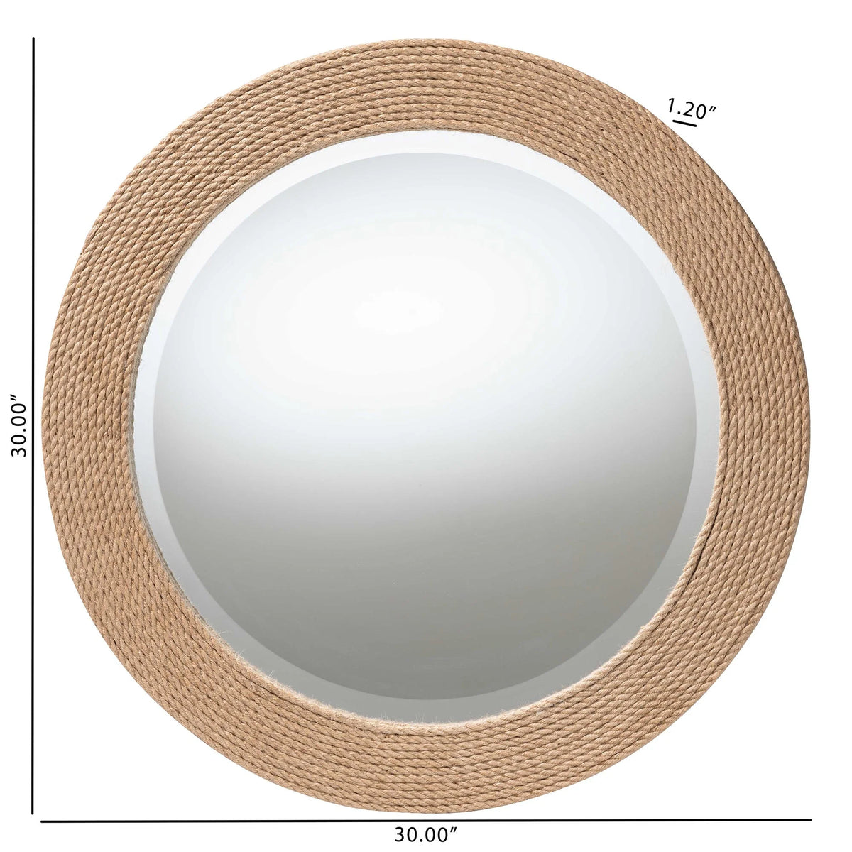 bali & pari Nieva Boho Mirror, 30"W, Round, Natural Brown