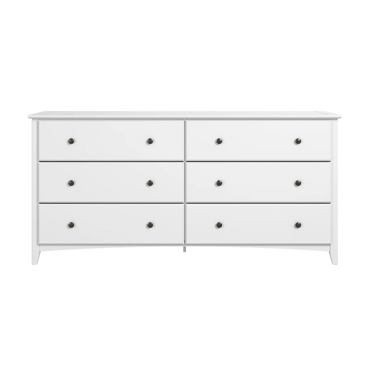 Camaflexi Shaker Style 6 Combo Drawer Dresser Wood Bedroom Furniture, White Finish