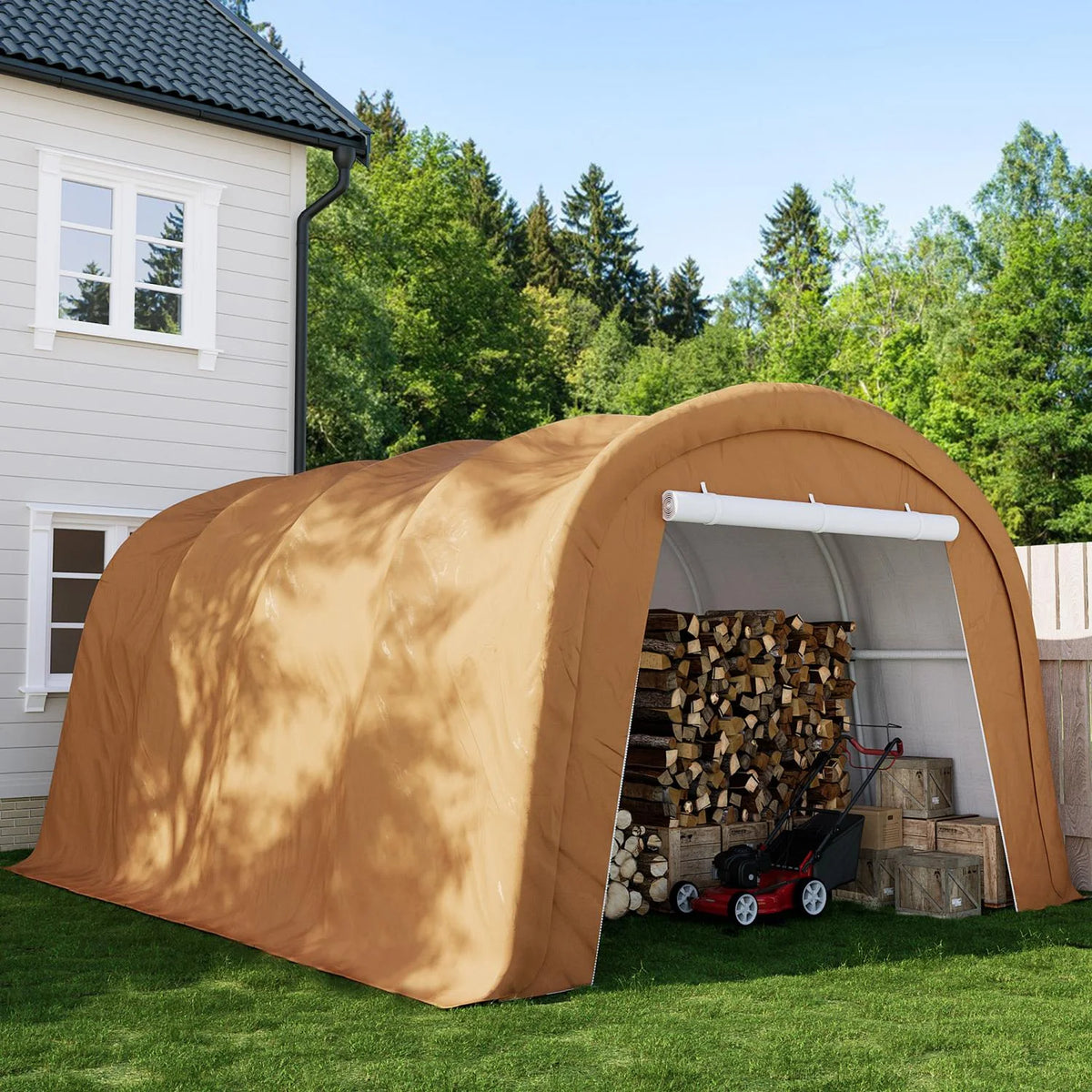 MOALCOFER 10'x20' Carport,Heavy Duty Car Canopy with Steel Frame,Portable Garage with Waterproof PE Roof