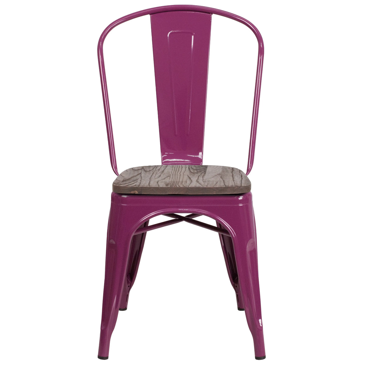 Flash Furniture Copper Metal Stackable Chair with Wood Seat