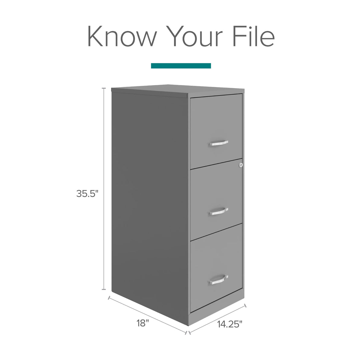 Space Solutions 18" Deep 3 Drawer Smart Letter Width Vertical File Cabinet, Navy