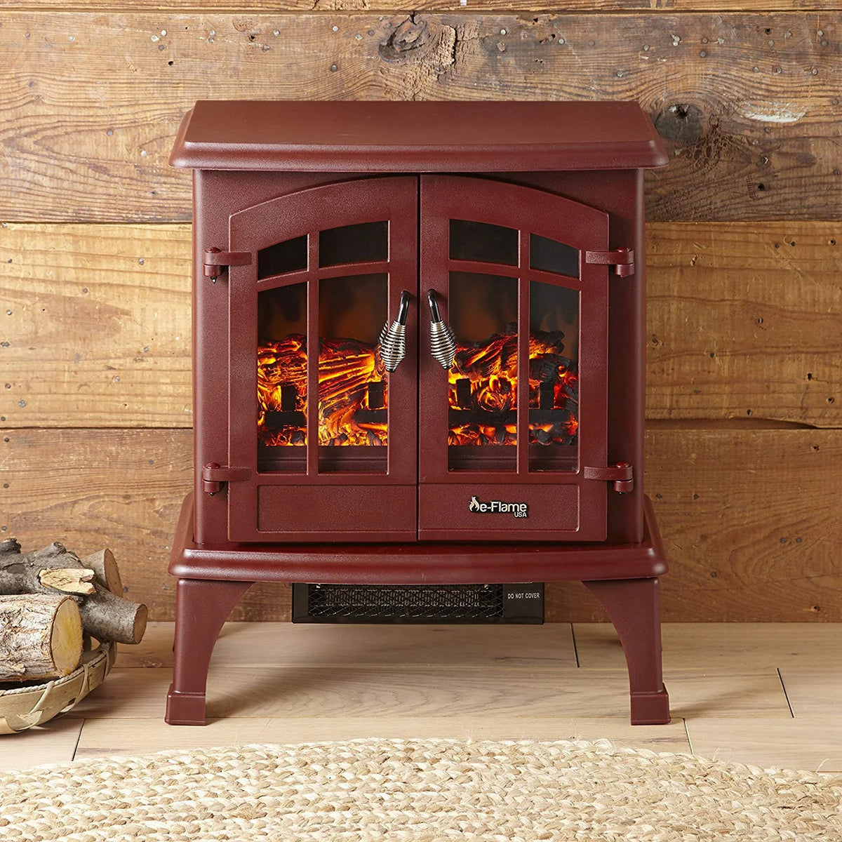 e-Flame USA Jasper Free Standing Electric Fireplace Stove - Red