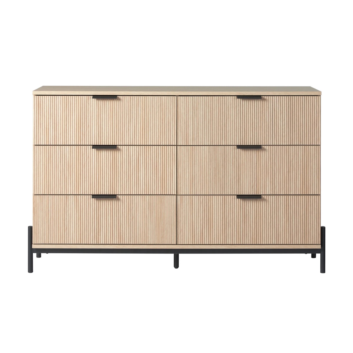 Walker Edison Mid-Century 6-Drawer Dresser with Reeded Drawer Fronts, Mocha