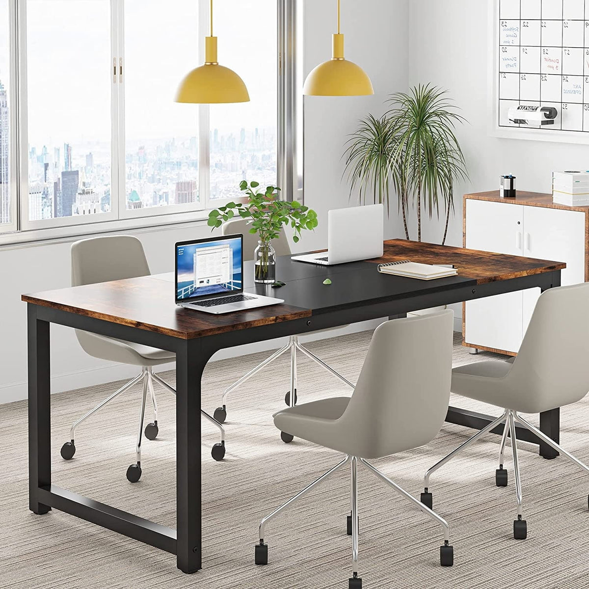 Large Simple Computer Desk Office Computer Table Writing Table for Home Office 63" L x 31.5" W x 29.5" H - Off White