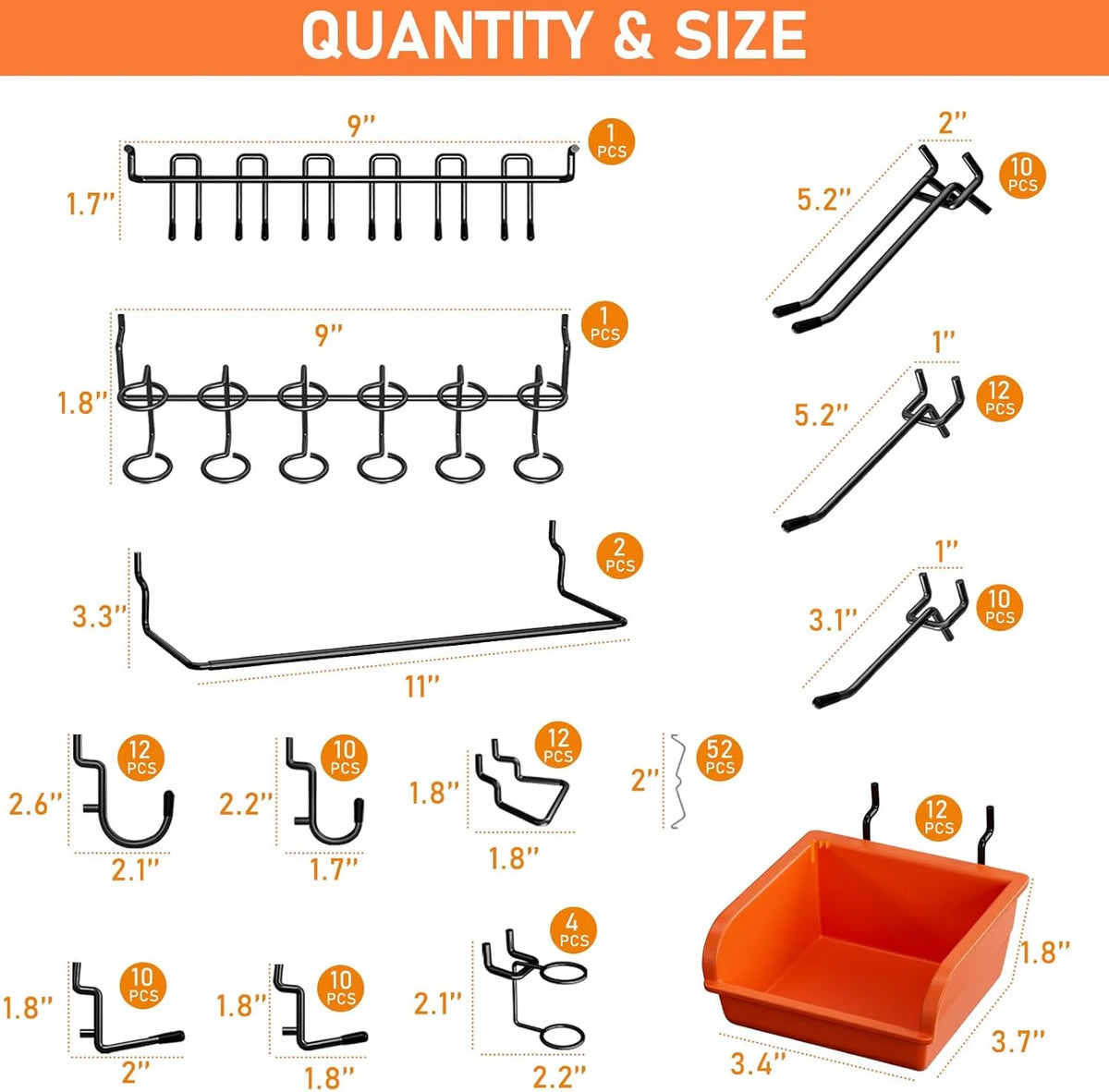 48x24 Inch Metal Peg Board Kit with 1/4" Pegboard Hooks Accessories, 160PCS Black Pegboard Wall Organizer Pegboard Panels Tool Organizer Storage System for Garage Workbench Shed