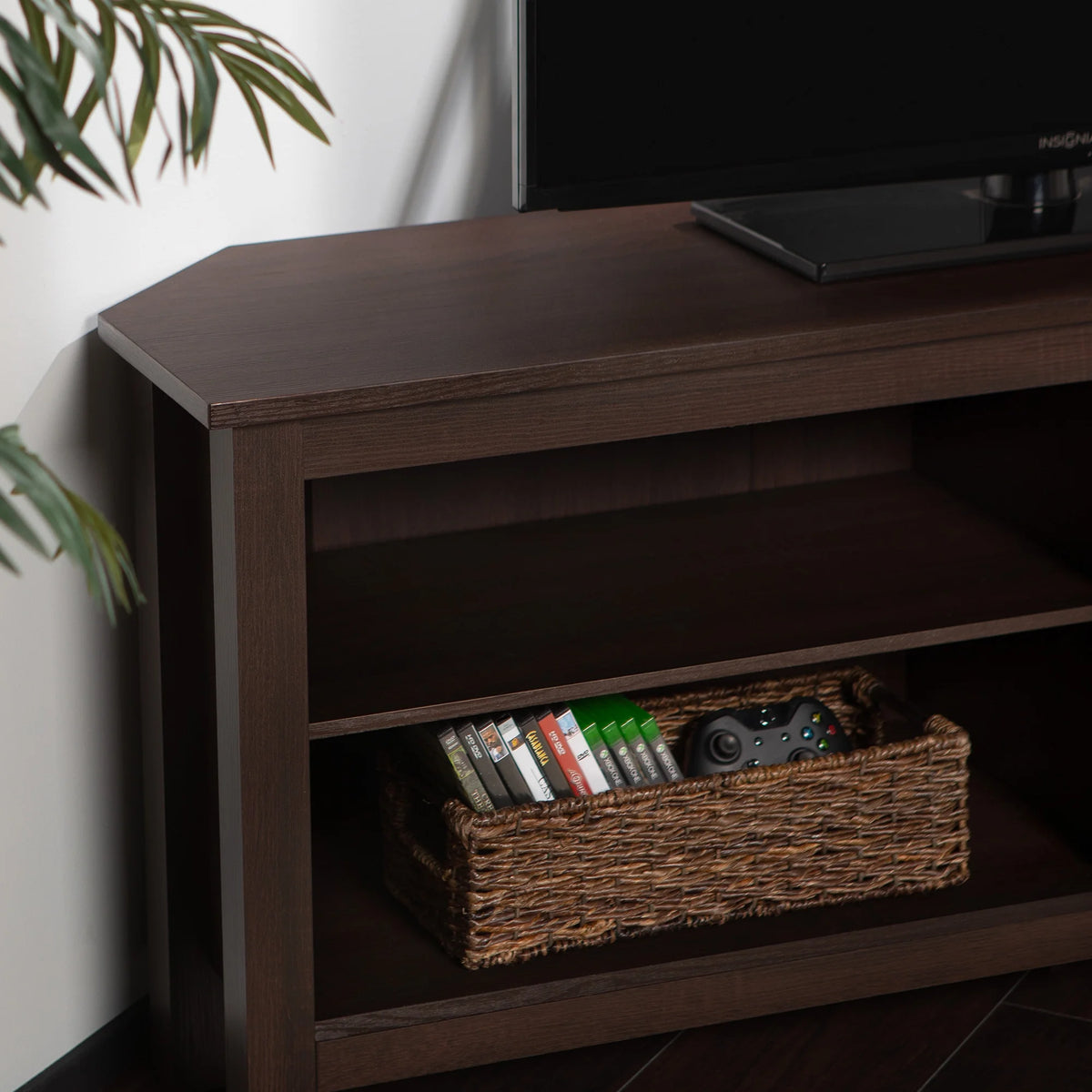 Walker Edison Corner TV Stand Console for TVs up to 64" - Black