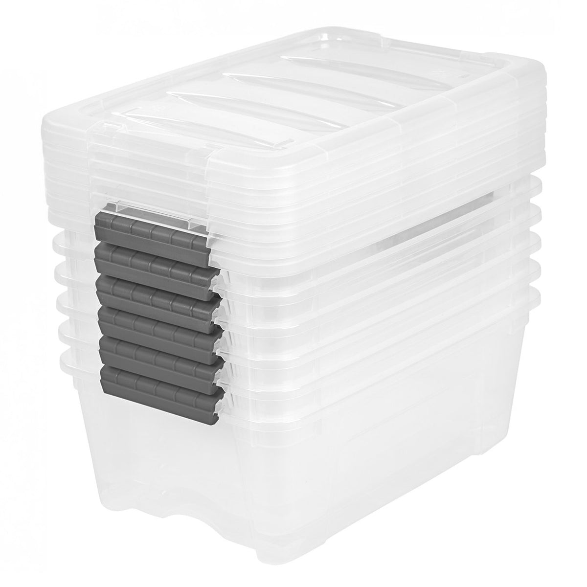 IRIS 12.9 Quart Buckle Up Storage Bin, 6-pack
