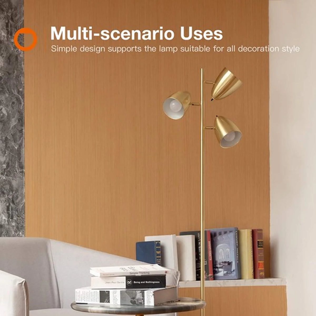 Devo Floor Lamp with 3 LED Edsion Bulb Super Bright Tree Floor Lamps with 360° Adjustable Rotating Shades, Independent Switch Control Reading Light Standing Tall Pole Lamps for Living Room Bedroom