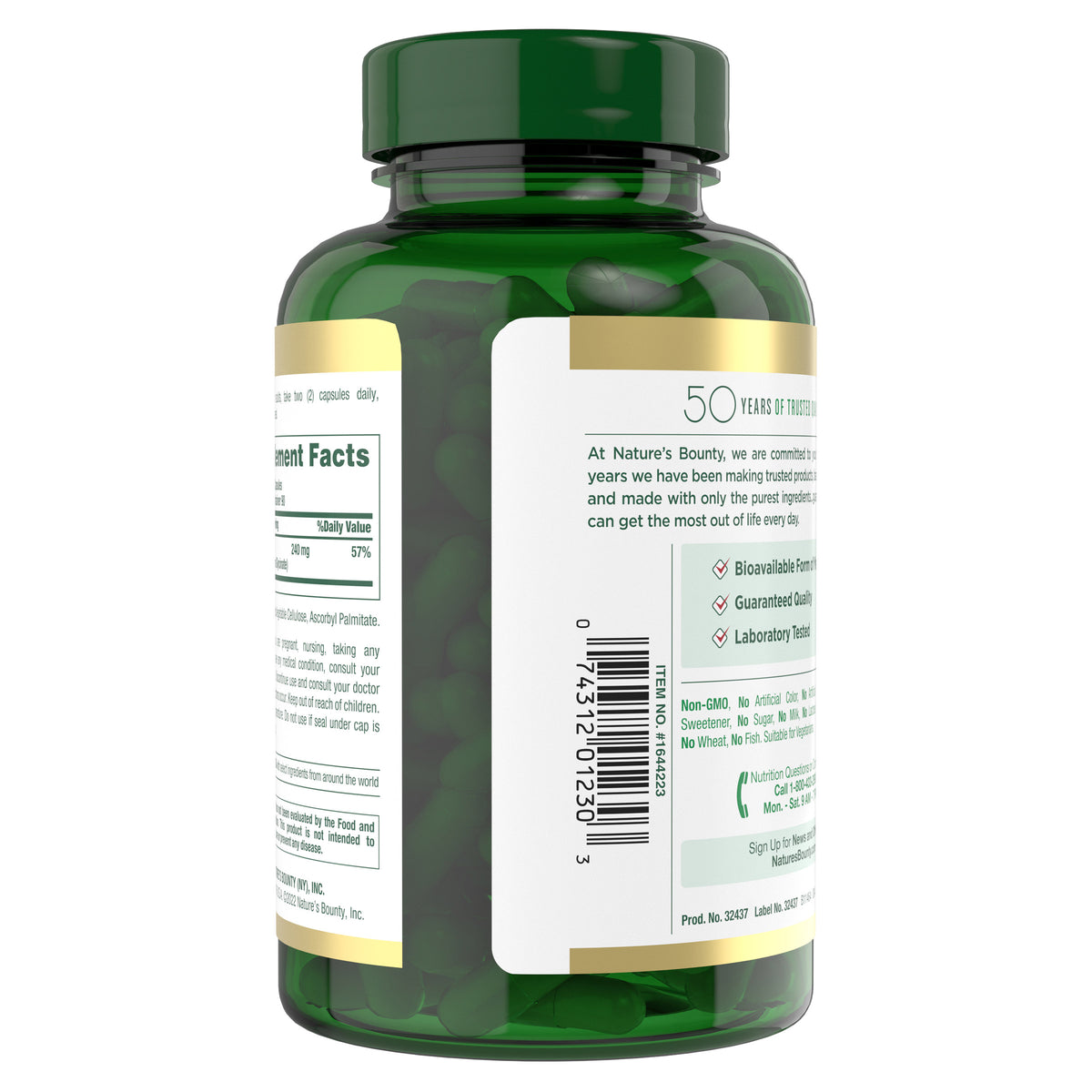 Nature's Bounty Magnesium Glycinate 240 mg, 180 Capsules