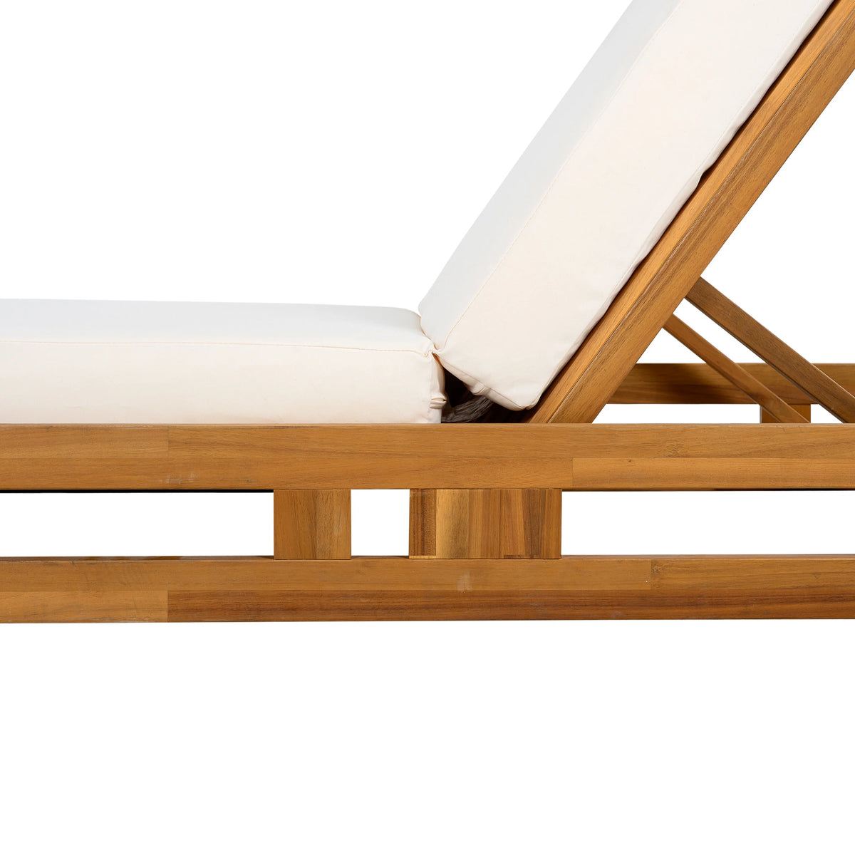 Patio Seating LOUNGE CHAISE SET, ACACIA WOOD WITH WATER-RESISTANT LOUNGE CUSHIONS (CREAM & 4 INCH THICK) - MATCHING DARK GREY VERSION AVAILABLE,Outdoor Seating