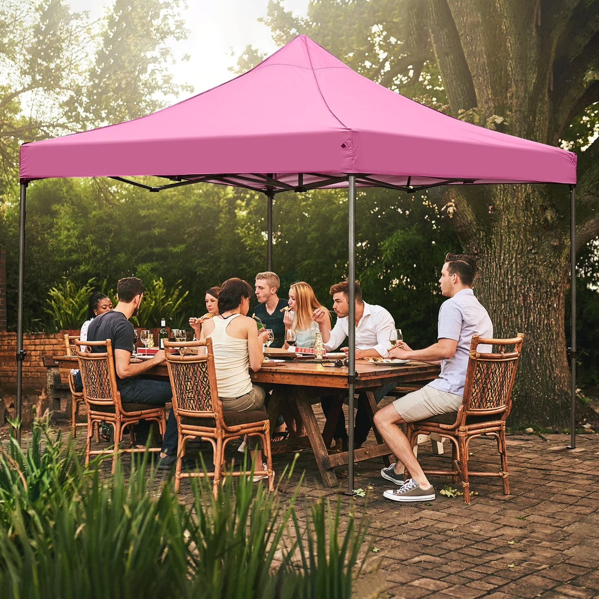 Ainfox 10' x 10'Heavy Duty Pop up Canopy Tent with Sidewalls,Folding Instant Outdoor Gazebo,Sun Shade Tent,Pink