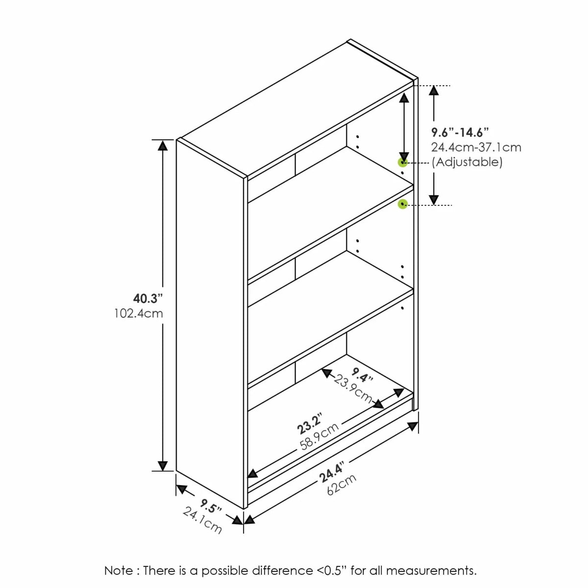 Furinno Jaya Simply Home 3-Shelf Bookcase
