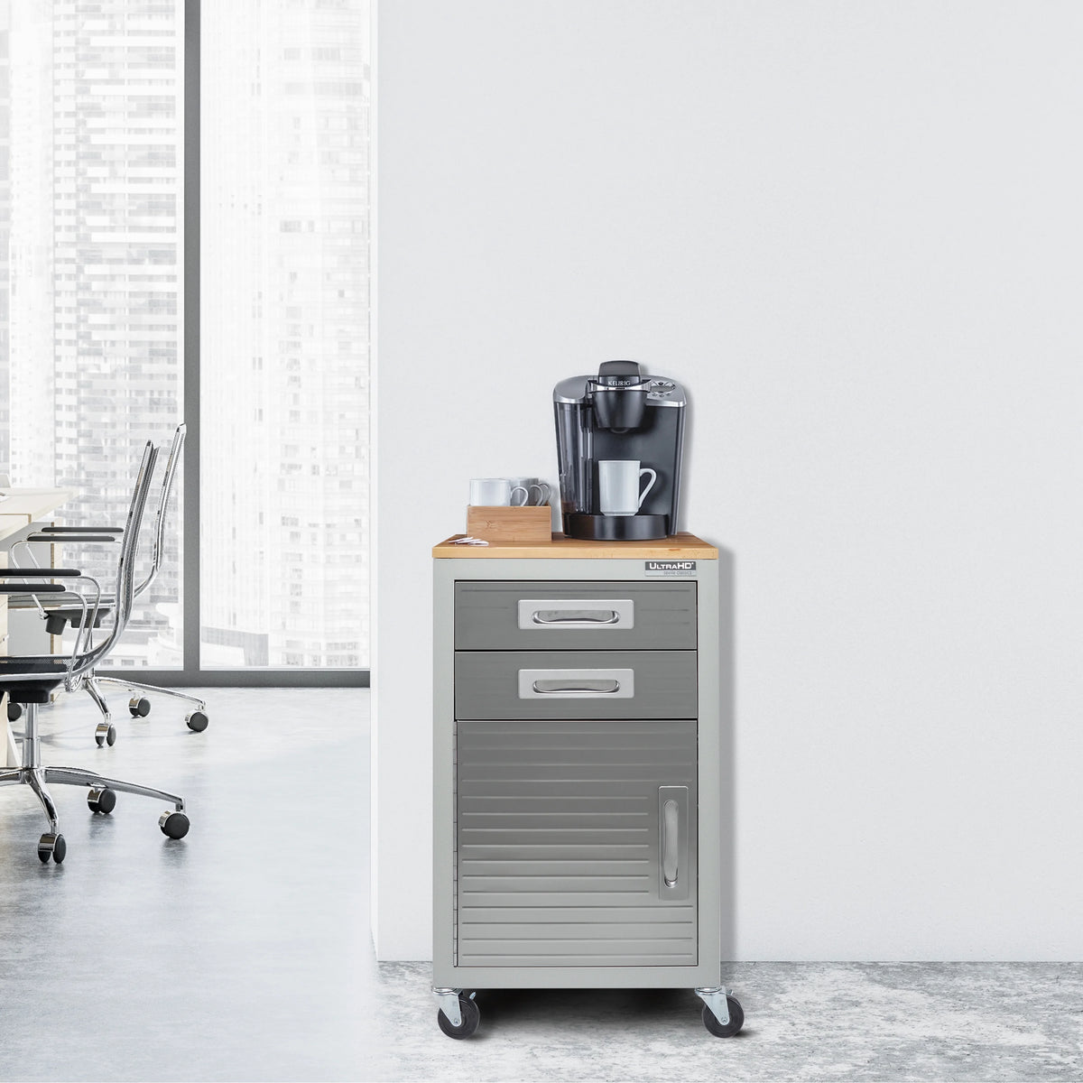 Seville Classics ULTRAHD? 2-Drawer Rolling Steel File Cabinet, Granite Gray