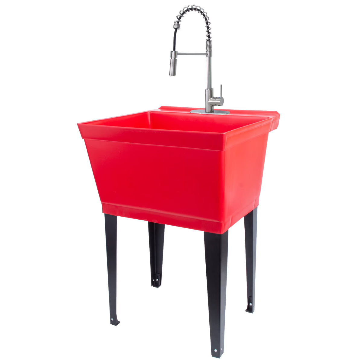 Tehila Blue 19 Gallon Utility Sink with High-Arc Stainless Finish Coil Pull-Down Faucet
