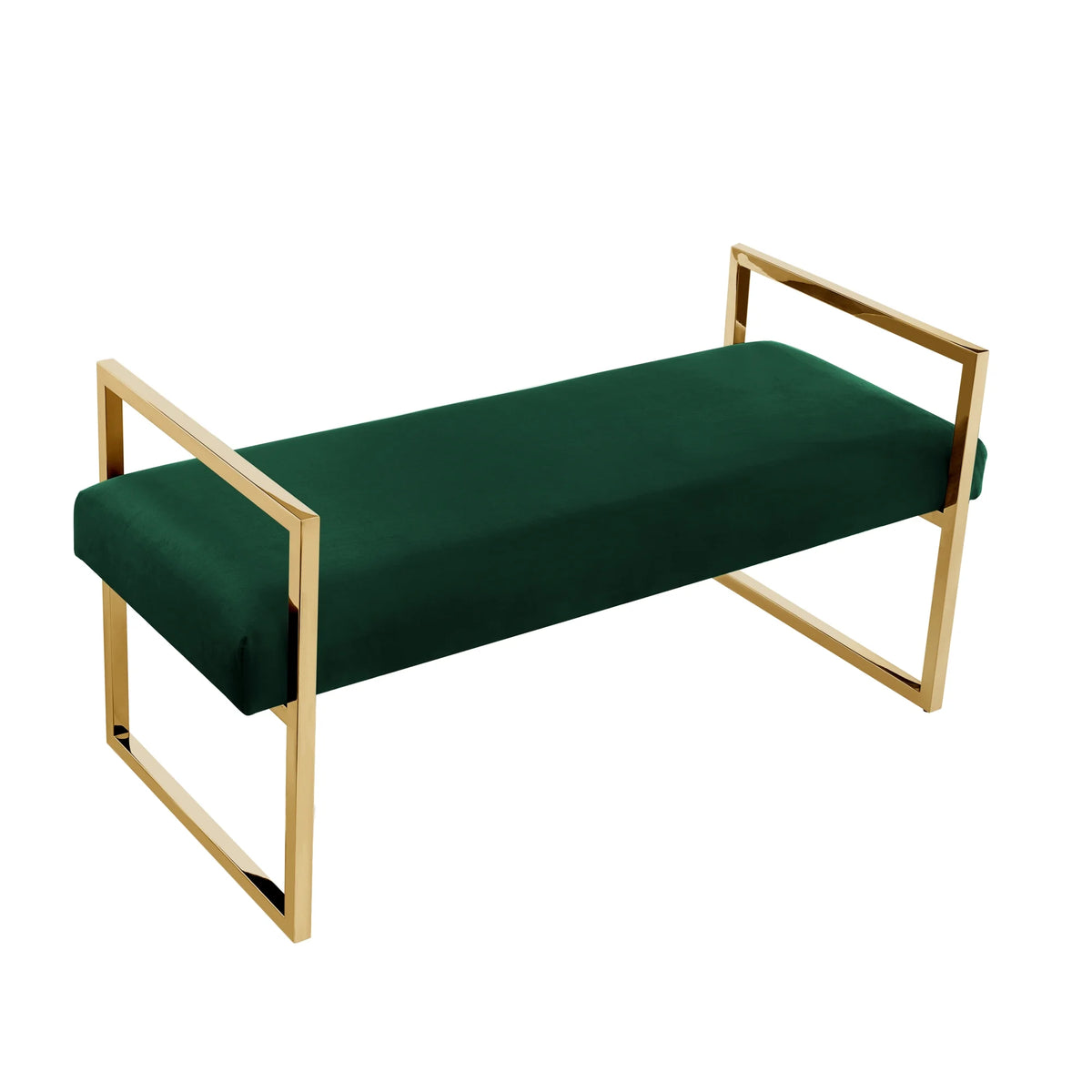 Madisen Velvet Bench with Gold Frame, Navy
