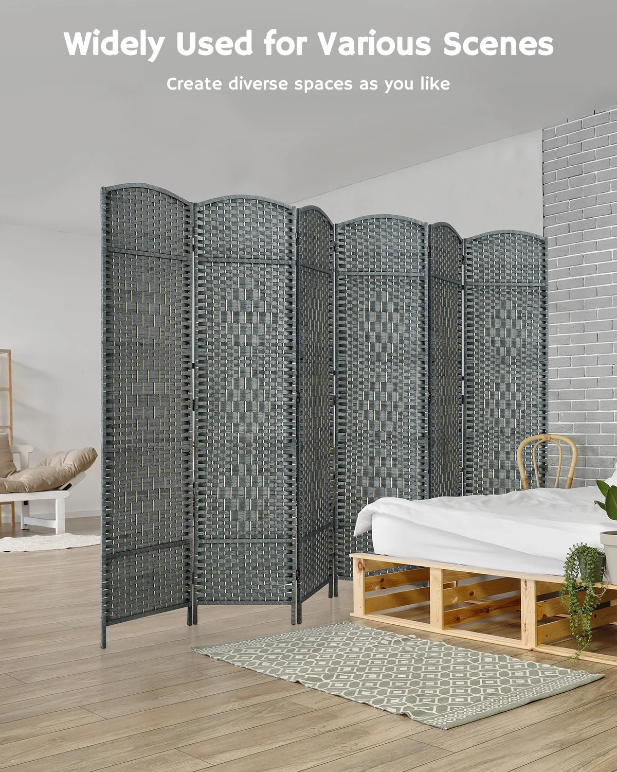 Jostyle Room Divider 6ft. Tall Extra Wide Privacy Screen, Folding Privacy Screens Freestanding Nature