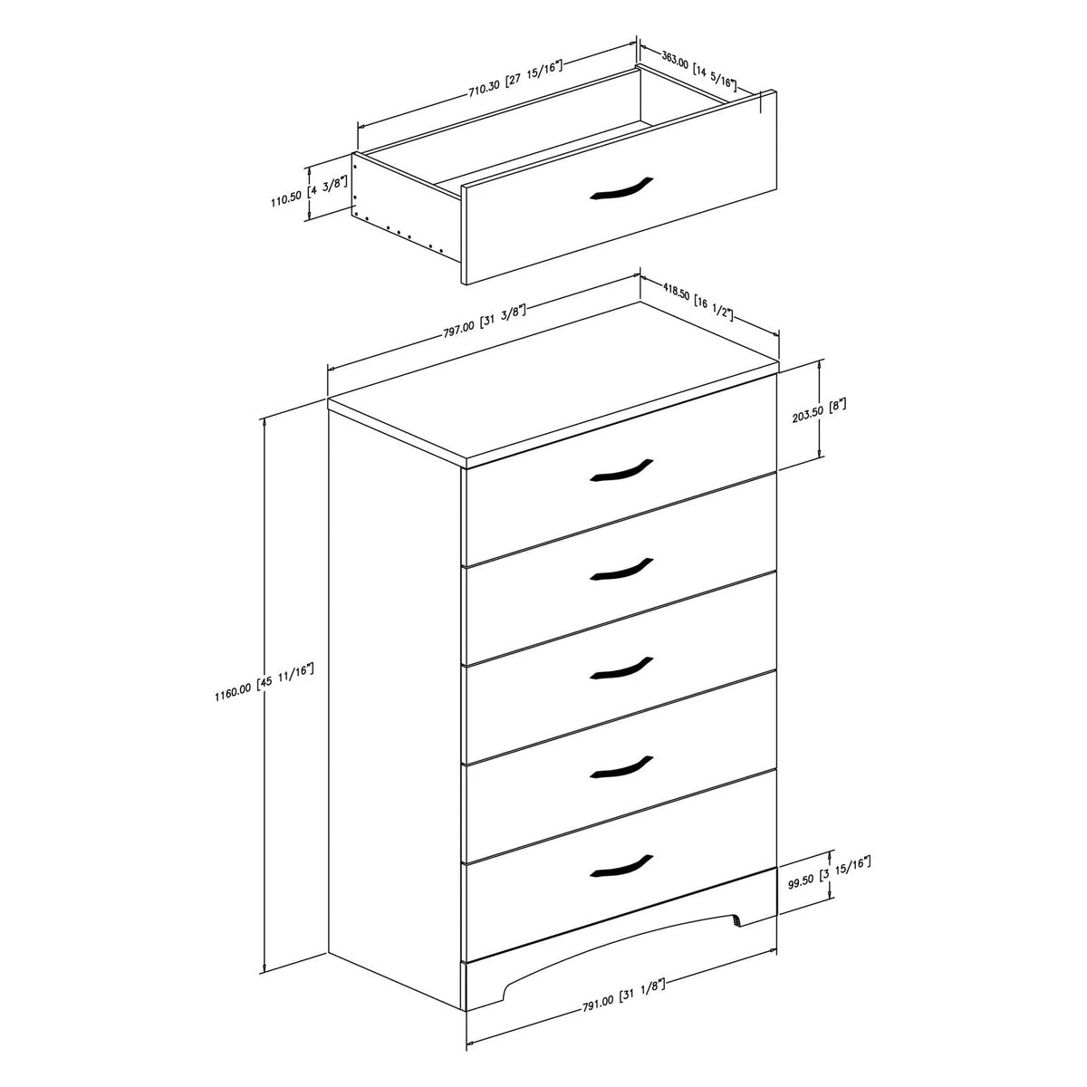South Shore Step One 5-Drawer Chest - White, Finish - Pure White